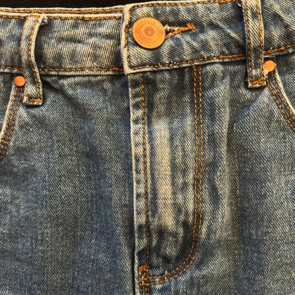 Forever 21 Frayed Hem Blue Denim Mini Skirt - Picture 3 of 8